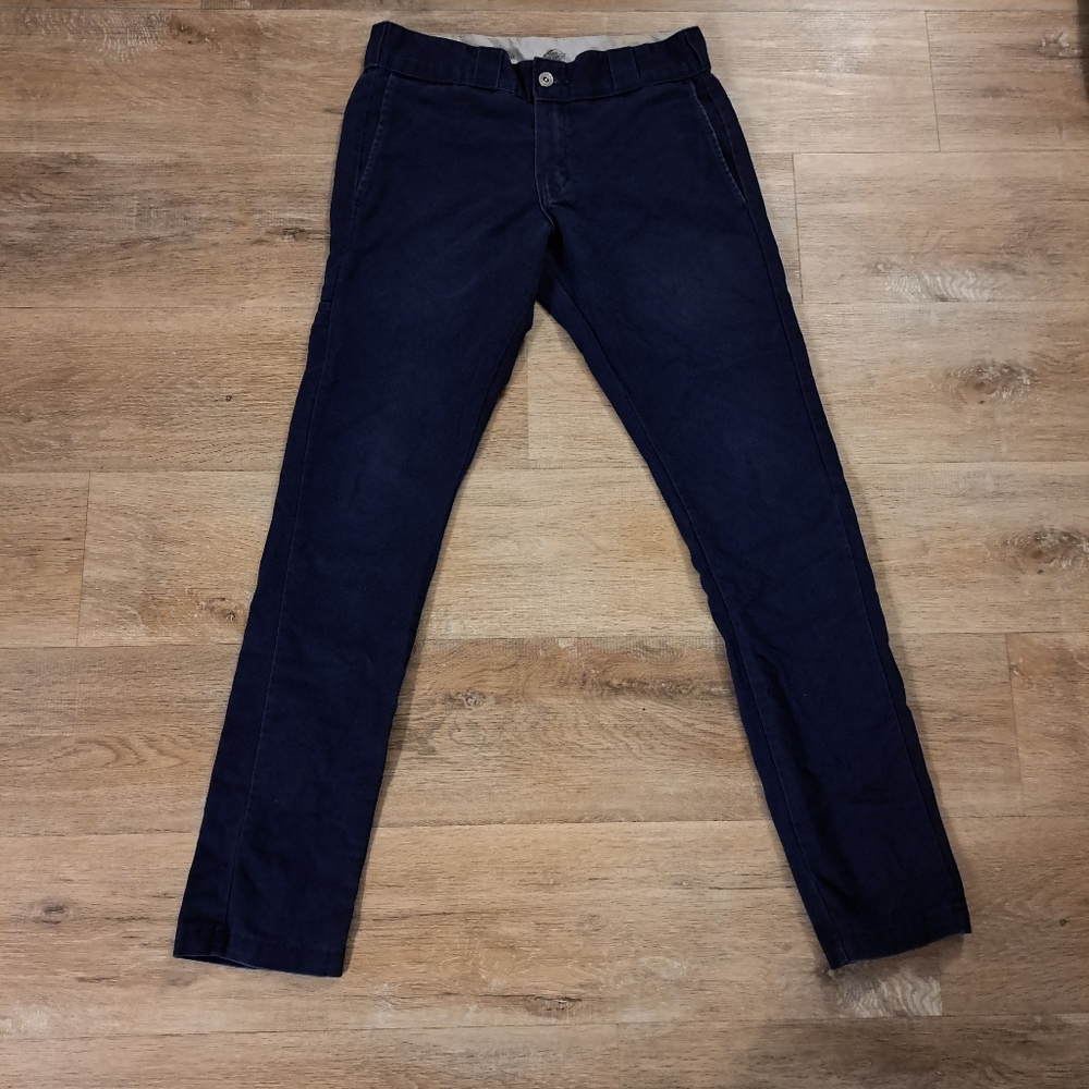 Dickies Navy Blue Skinny-Straight Casual Pants Side Pocket Men's Size 30" x 32"